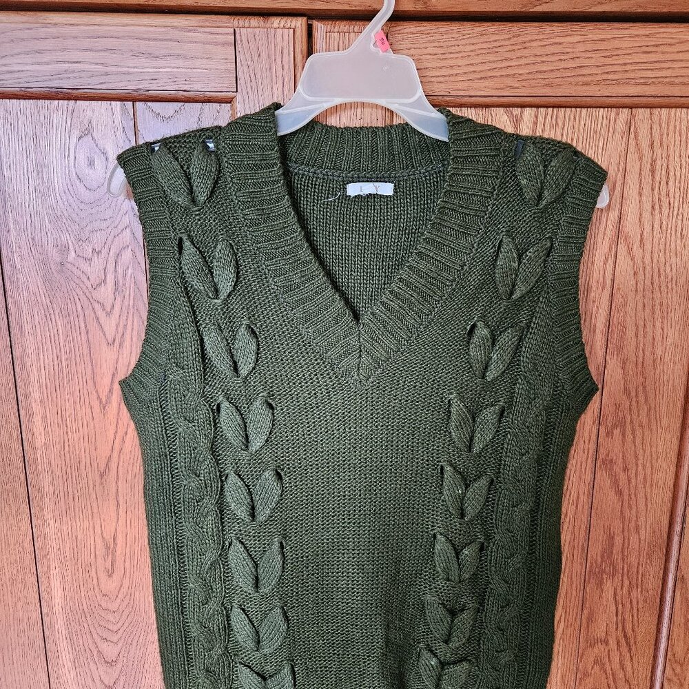 Cottagecore Bliss: Olive Green Knit Sweater Vest
